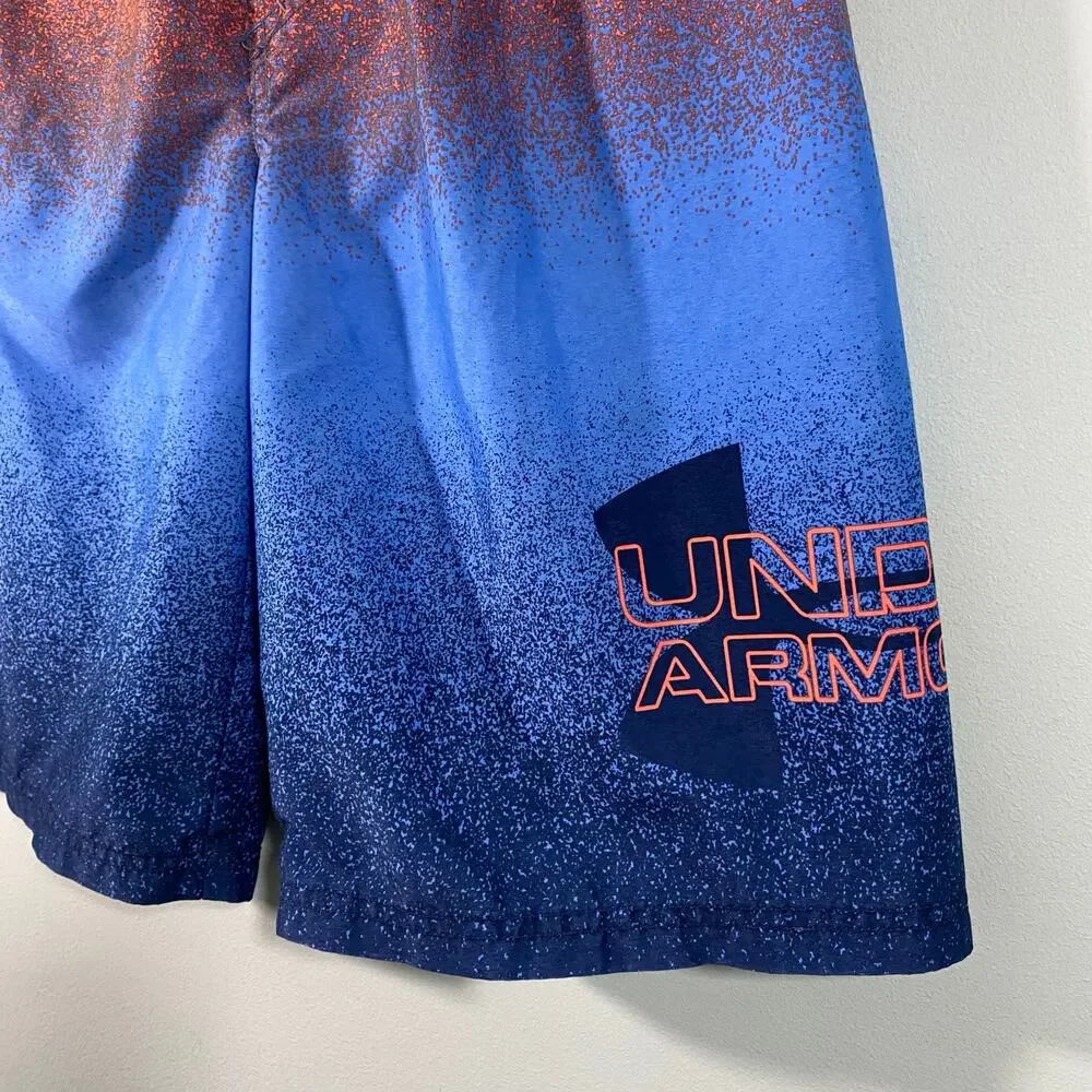 Under Armour Boy's Orange & Blue Ombre Swim Trunks Size L